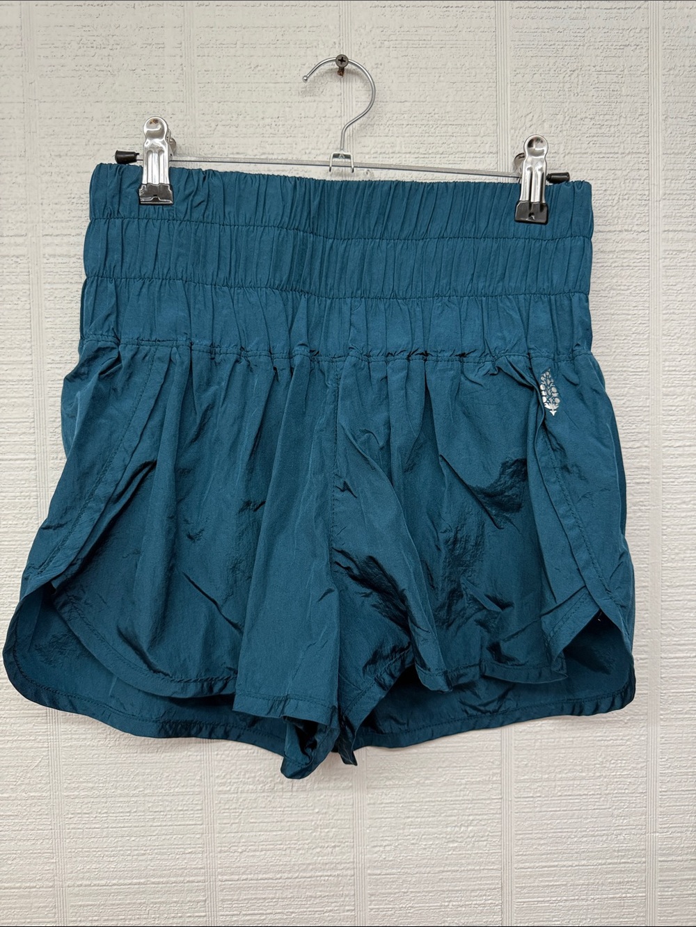 Free People Get ur Flirt on Teal Elastic-Waist Flow Shorts